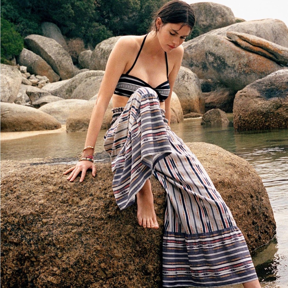 Anthropologie Wide Leg Pants with Smocked Tiered Style for Casual Resort Wear